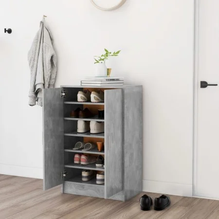 Concrete gray engineered wood shoe rack 60x35x92 cm by vidaXL, Shoe racks and shoe organizers - Ref: Foro24-808931, Price: 10...