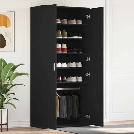 Armario para Zapatos con puerta Negro 80 x 39 x 180 cm