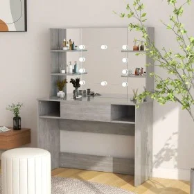 Makeup dressing table LED lights MDF concrete gray 100x40x135 cm by vidaXL, Bedroom Dressers - Ref: Foro24-331544, Price: 202...
