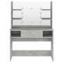 Make-up-Schminktisch mit LED-Leuchten, MDF, betongrau, 100 x 40 x 135 cm von vidaXL, Schlafzimmerkommoden - Ref: Foro24-33154...