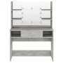 Tocador de maquillaje luces LED MDF gris hormigón 100x40x135 cm de vidaXL, Tocadores para dormitorios - Ref: Foro24-331544, P...