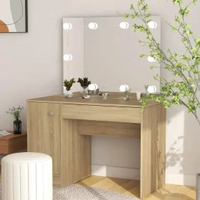 Make-up-Waschtisch mit LED-Leuchten MDF-Eiche 110x55x145 cm von vidaXL, Schlafzimmerkommoden - Ref: Foro24-331553, Preis: 279...