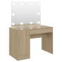 Make-up-Waschtisch mit LED-Leuchten MDF-Eiche 110x55x145 cm von vidaXL, Schlafzimmerkommoden - Ref: Foro24-331553, Preis: 283...