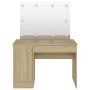 Make-up-Waschtisch mit LED-Leuchten MDF-Eiche 110x55x145 cm von vidaXL, Schlafzimmerkommoden - Ref: Foro24-331553, Preis: 279...