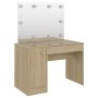 Make-up-Waschtisch mit LED-Leuchten MDF-Eiche 110x55x145 cm von vidaXL, Schlafzimmerkommoden - Ref: Foro24-331553, Preis: 283...