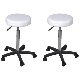 Taburetes de oficina 2 uds cuero sintético blanco de vidaXL, Sillas de oficina - Ref: Foro24-277175, Precio: 80,15 €, Descuen...