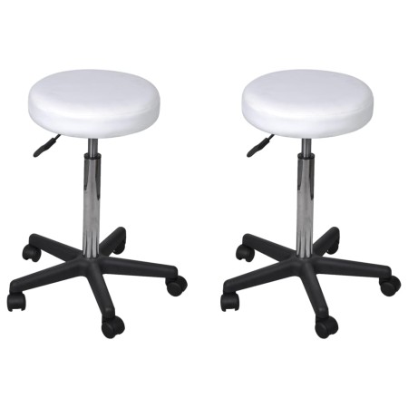 Bürohocker 2 Stück weißes Kunstleder von vidaXL, Bürostühle - Ref: Foro24-277175, Preis: 80,15 €, Rabatt: %