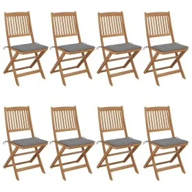 Klappbare Gartenstühle, 8 Stück, massives Akazienholz und Kissen von vidaXL, Gartenstühle - Ref: Foro24-3075022, Preis: 376,1...