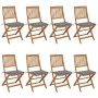 Klappbare Gartenstühle, 8 Stück, massives Akazienholz und Kissen von vidaXL, Gartenstühle - Ref: Foro24-3075022, Preis: 410,0...