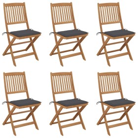 6 Stück klappbare Gartenstühle und Kissen aus massivem Akazienholz von vidaXL, Gartenstühle - Ref: Foro24-3074994, Preis: 322...