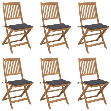 6 Stück klappbare Gartenstühle und Kissen aus massivem Akazienholz von vidaXL, Gartenstühle - Ref: Foro24-3074994, Preis: 322...