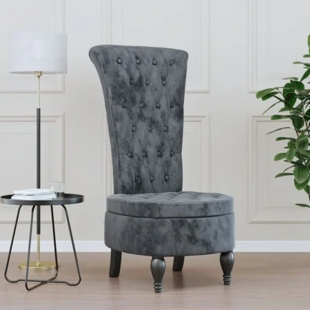 High back armchair with dark gray velvet buttons by vidaXL, Easy chairs - Ref: Foro24-352465, Price: 185,87 €, Discount: %