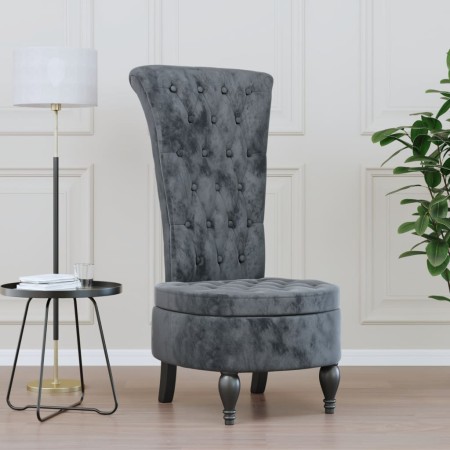 Sessel mit hoher Rückenlehne und dunkelgrauen Samtknöpfen von vidaXL, Einfache Stühle - Ref: Foro24-352465, Preis: 177,77 €, ...