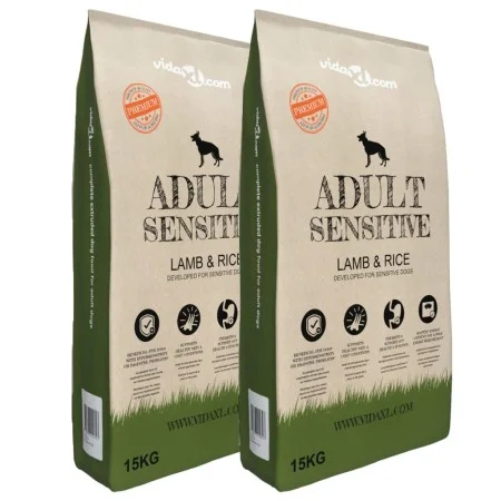 Dry food for adult dogs Sensitive Lamb & Rice 2 units 30 kg by vidaXL, Dog food - Ref: Foro24-275192, Price: 68,46 €, Discoun...
