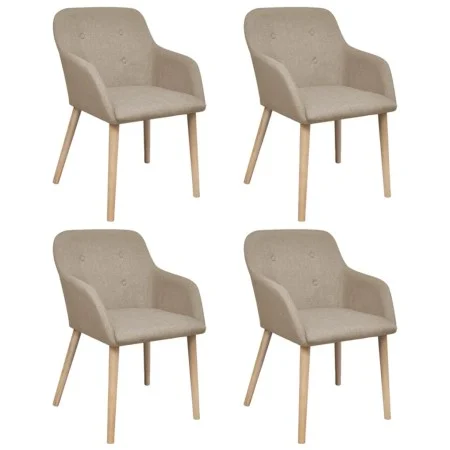 Sillas de comedor 4 unidades tela beige y madera maciza roble de vidaXL, Sillas de comedor - Ref: Foro24-270570, Precio: 432,...