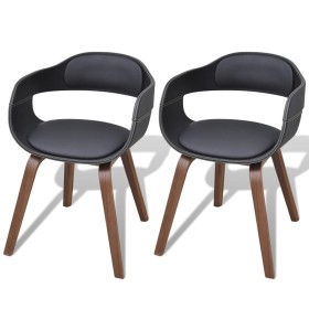 Dining chairs 2 pcs curved wood and black synthetic leather by vidaXL, dining chairs - Ref: Foro24-271944, Price: 279,96 €, D...
