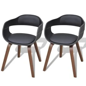 Esszimmerstühle, 2 Stück, aus gebogenem Holz und schwarzem Kunstleder von vidaXL, Essstühle - Ref: Foro24-271944, Preis: 262,...