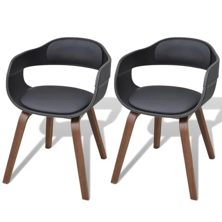 Esszimmerstühle, 2 Stück, aus gebogenem Holz und schwarzem Kunstleder von vidaXL, Essstühle - Ref: Foro24-271944, Preis: 262,...