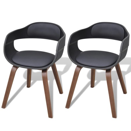 Esszimmerstühle, 2 Stück, aus gebogenem Holz und schwarzem Kunstleder von vidaXL, Essstühle - Ref: Foro24-271944, Preis: 279,...