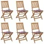 6 Stück klappbare Gartenstühle und Kissen aus massivem Akazienholz von vidaXL, Gartenstühle - Ref: Foro24-3075007, Preis: 304...