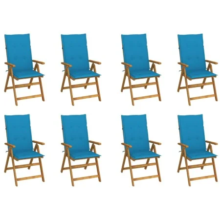 Folding garden chairs and 8 solid acacia wood cushions by vidaXL, Garden chairs - Ref: Foro24-3075058, Price: 620,75 €, Disco...