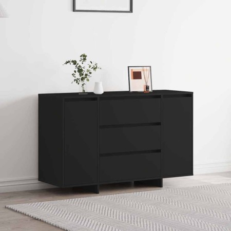 Vitrina con cajón Negro 120 x 41 x 75 cm Madera contrachapada