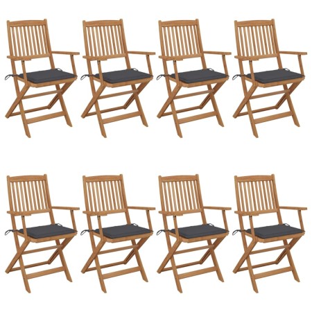 Klappbare Gartenstühle 8 Stk. massives Akazienholz und Kissen von vidaXL, Gartenstühle - Ref: Foro24-3074967, Preis: 493,69 €...