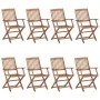 Folding garden chairs 8 pcs solid acacia wood and cushions by vidaXL, Garden chairs - Ref: Foro24-3074967, Price: 446,65 €, D...