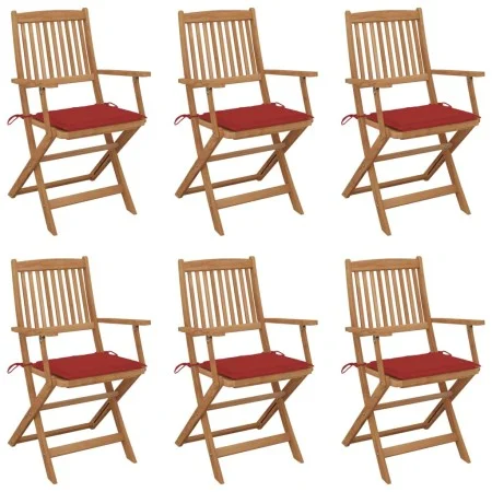 Folding garden chairs 6 units and solid acacia wood cushions by vidaXL, Garden chairs - Ref: Foro24-3074946, Price: 347,27 €,...