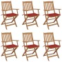 Folding garden chairs 6 units and solid acacia wood cushions by vidaXL, Garden chairs - Ref: Foro24-3074946, Price: 332,81 €,...