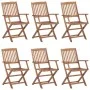 Klappbare Gartenstühle 6 Stück und Kissen aus massivem Akazienholz von vidaXL, Gartenstühle - Ref: Foro24-3074946, Preis: 347...
