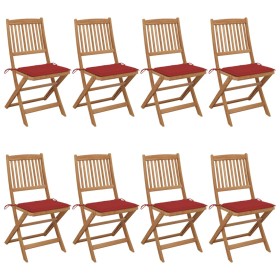 Folding garden chairs 8 pcs solid acacia wood and cushions by vidaXL, Garden chairs - Ref: Foro24-3075027, Price: 415,62 €, D...