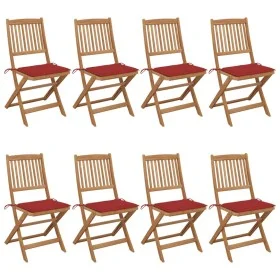 Klappbare Gartenstühle, 8 Stück, massives Akazienholz und Kissen von vidaXL, Gartenstühle - Ref: Foro24-3075027, Preis: 389,2...