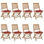 Folding garden chairs 8 pcs solid acacia wood and cushions by vidaXL, Garden chairs - Ref: Foro24-3075027, Price: 408,16 €, D...