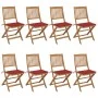 Klappbare Gartenstühle, 8 Stück, massives Akazienholz und Kissen von vidaXL, Gartenstühle - Ref: Foro24-3075027, Preis: 410,1...