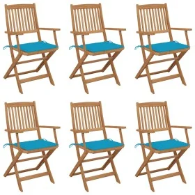Folding garden chairs 6 units and solid acacia wood cushions by vidaXL, Garden chairs - Ref: Foro24-3074944, Price: 323,12 €,...