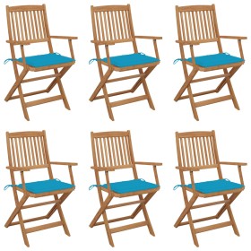 Klappbare Gartenstühle 6 Stück und Kissen aus massivem Akazienholz von vidaXL, Gartenstühle - Ref: Foro24-3074944, Preis: 347...