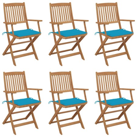 Klappbare Gartenstühle 6 Stück und Kissen aus massivem Akazienholz von vidaXL, Gartenstühle - Ref: Foro24-3074944, Preis: 347...