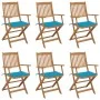 Klappbare Gartenstühle 6 Stück und Kissen aus massivem Akazienholz von vidaXL, Gartenstühle - Ref: Foro24-3074944, Preis: 335...