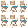 Klappbare Gartenstühle 6 Stück und Kissen aus massivem Akazienholz von vidaXL, Gartenstühle - Ref: Foro24-3074944, Preis: 347...