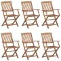 Folding garden chairs 6 units and solid acacia wood cushions by vidaXL, Garden chairs - Ref: Foro24-3074944, Price: 323,12 €,...