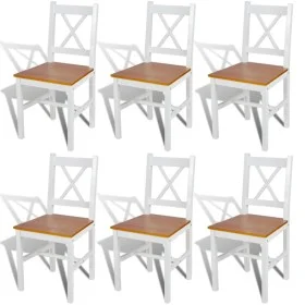 Esszimmerstühle 6 Einheiten aus weißem Kiefernholz von vidaXL, Essstühle - Ref: Foro24-271497, Preis: 294,14 €, Rabatt: %