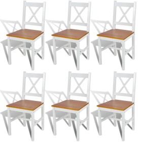 Esszimmerstühle 6 Einheiten aus weißem Kiefernholz von vidaXL, Essstühle - Ref: Foro24-271497, Preis: 282,10 €, Rabatt: %