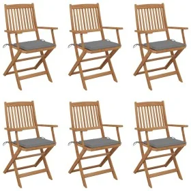 6 pcs folding garden chairs and solid acacia wood cushions by vidaXL, Garden chairs - Ref: Foro24-3074941, Price: 335,07 €, D...