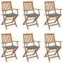 6 pcs folding garden chairs and solid acacia wood cushions by vidaXL, Garden chairs - Ref: Foro24-3074941, Price: 344,25 €, D...
