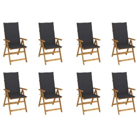 Folding garden chairs and cushions 8 pcs solid acacia wood by vidaXL, Garden chairs - Ref: Foro24-3075054, Price: 632,13 €, D...
