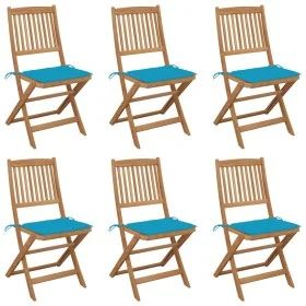 6 pcs folding garden chairs and solid acacia wood cushions by vidaXL, Garden chairs - Ref: Foro24-3074998, Price: 294,53 €, D...