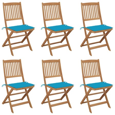 6 pcs folding garden chairs and solid acacia wood cushions by vidaXL, Garden chairs - Ref: Foro24-3074998, Price: 310,86 €, D...
