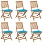 6 pcs folding garden chairs and solid acacia wood cushions by vidaXL, Garden chairs - Ref: Foro24-3074998, Price: 310,86 €, D...