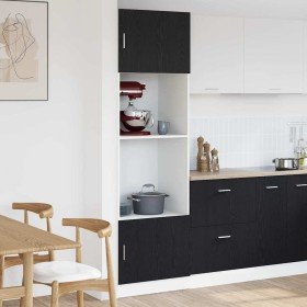 Armario de microondas con estante Roble negro 60 x 57 x 207 cm